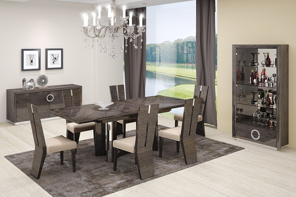 Homeroots 98.5" X 43.5" X 30" Gray Dining Table And 6" Chair Set 366215