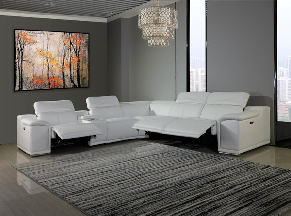Homeroots 212" X 240" X 191.2" White Power Reclining 6"Pc Sectional 366361