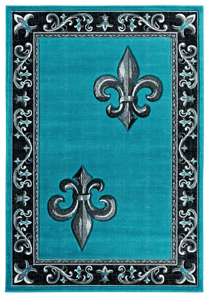 Homeroots 22" X 32" Turquoise Olefin / Polypropylene Accent Rug 367423