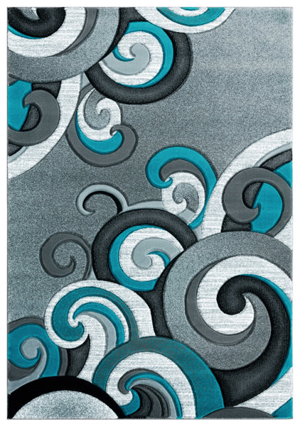 Homeroots 22" X 32" Turquoise Olefin / Polypropylene Accent Rug 367447