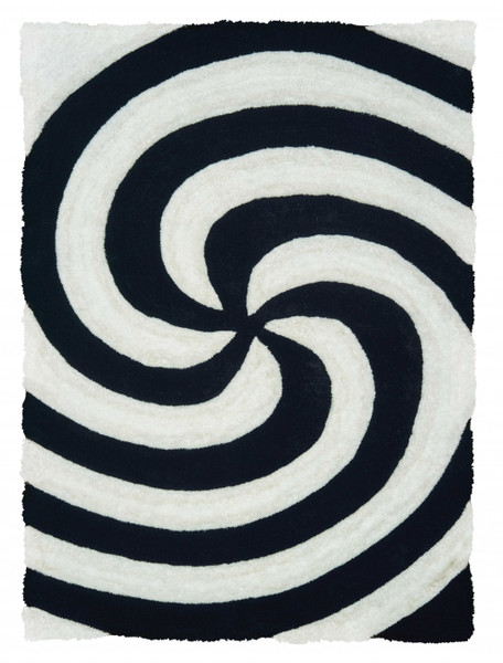 Homeroots 63" X 86" Black Polyester Area Rug 369224