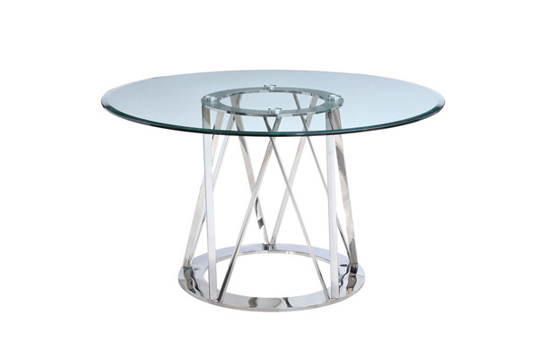 Homeroots 51" X 51" X 29" Clear Glass Round Dining Table 370711