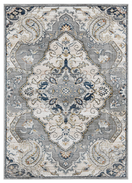 Homeroots 94" X 126" Blue / Grey Microfiber / Polyester Area Rug 370791