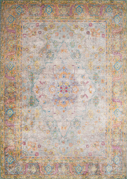 Homeroots 2' X 3' Neutral Color Faded Look Traditional Accent Rug 370886