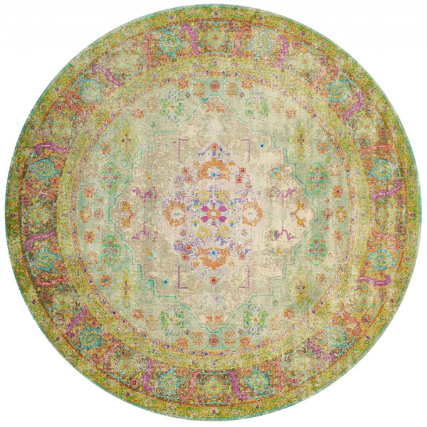 Homeroots 94" X 94" Natural Olefin / Polyester Round Rug 370889