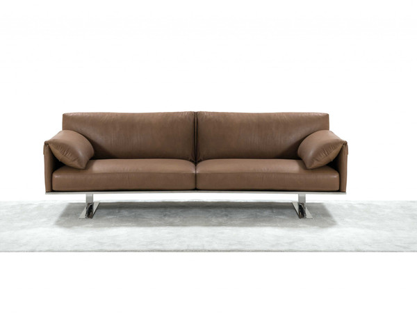 Homeroots 84" X 37" X 31" Taupe Leather Sofa 372120
