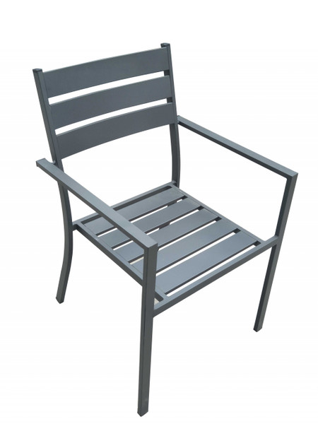 Homeroots 22" X 23" X 34" Gray Aluminum Dining Armed Chair 372192
