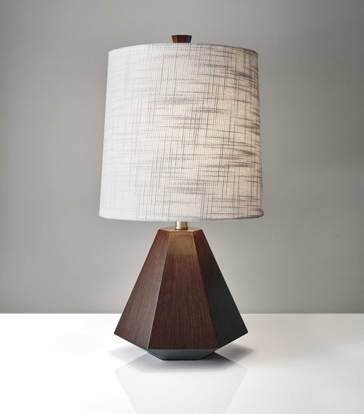 Homeroots 10.5" X 10.5" X 25" Walnut Wood Fabric Table Lamp 372471