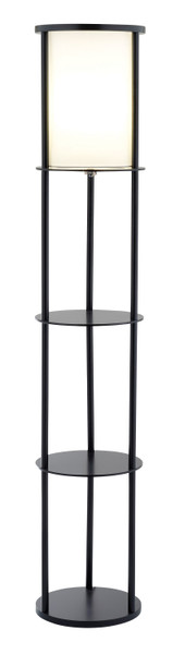 Homeroots 11.5" X 11.5" X 62.5" Black Wood Round Shelf Floor Lamp 372522