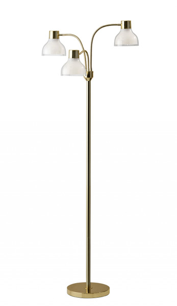 Homeroots 30" X 30" X 69" Gold Metal 3-Arm Floor Lamp 372610