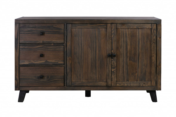 Homeroots 18" X 60" X 35" Brown Pine Wood And Mdf Buffet 373025