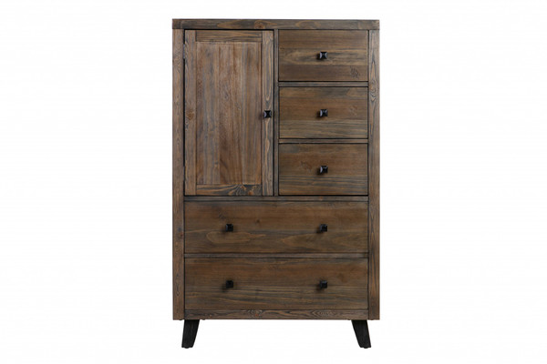 Homeroots 18" X 35" X 57" Brown Pine Wood And Mdf Chest 373032