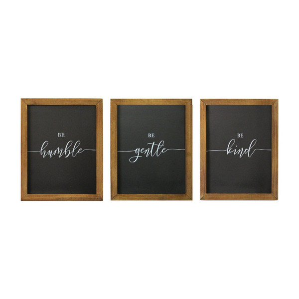 Homeroots Be Kind Be Gentle Be Humble Set Of 3 Wall Art 373200
