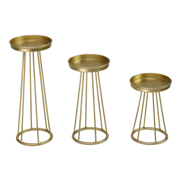 Homeroots S/3 Gold Finish Mid-Century Candlesticks 373225