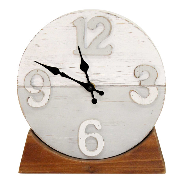 Homeroots Coastal Two-Tone Wood Table Clock 373295