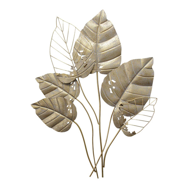 Homeroots Gold Metal Leaves Wall Decor 373379
