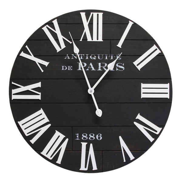 Homeroots 24" Vincent Black And White Wood Wall Clock 373412