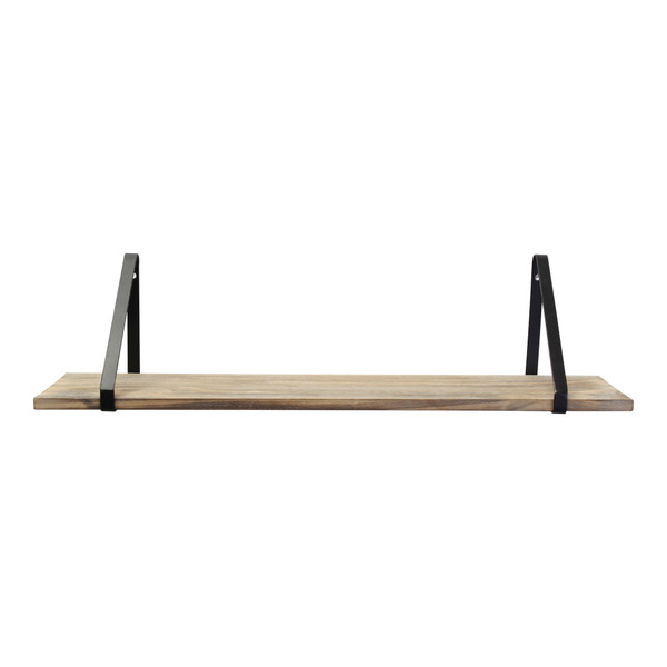 Homeroots Industrial Black And Natural Wood Shelf 373434