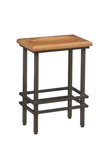 Homeroots 30" Deco Natural Cherry And Black Steel Bar Stool 373945