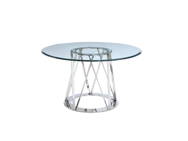 Homeroots 51" X 51" X 29" Polished Stainless Steel Round Dining Table 374314