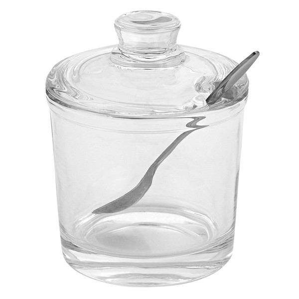 Homeroots 5" Mouth Blown Crystal Jam Or Honey Jar With Stainless Spoon 375726