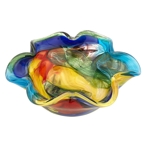 Homeroots 8.5" Multi-Color Art Glass Floppy Centerpiece Bowl 375788