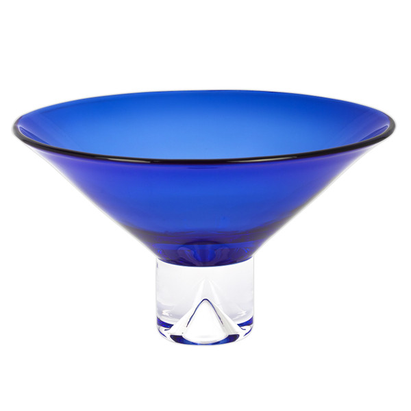 Homeroots 12" Mouth Blown Crystal Cobalt Blue Centerpiece Bowl 375838