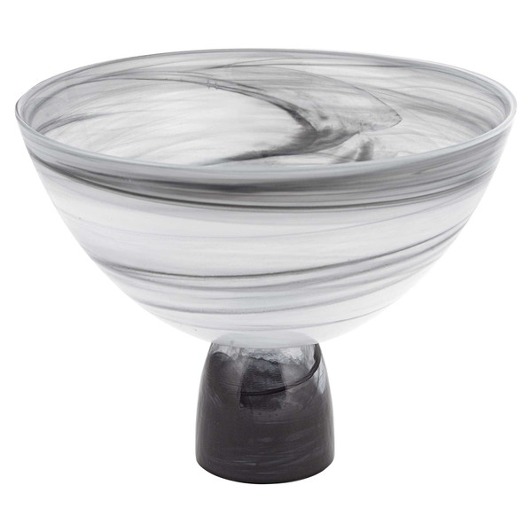 Homeroots 10" Mouth Blown Polish Glass Footed Centerpiece Bowl 375873