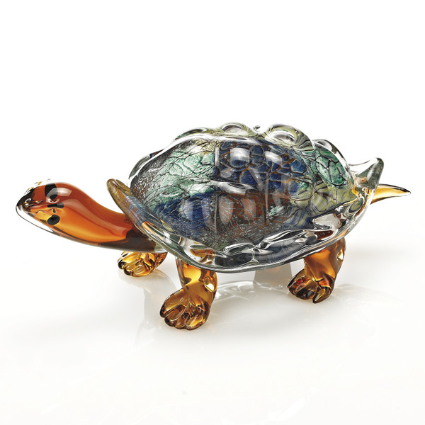 Homeroots 6" Mouth Blown Turtle Art Glass 376123