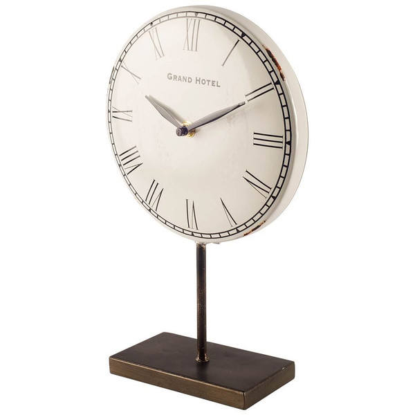 Homeroots Rectangular White Bronze Metal Desk Tabletop Clock 376200