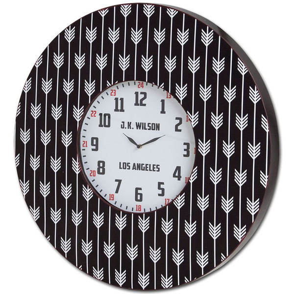 Homeroots 33" Oversize Contemporary Black And White Wall Clock W/ Dense Pattern And "Jk Wilson Los Angeles" 376208
