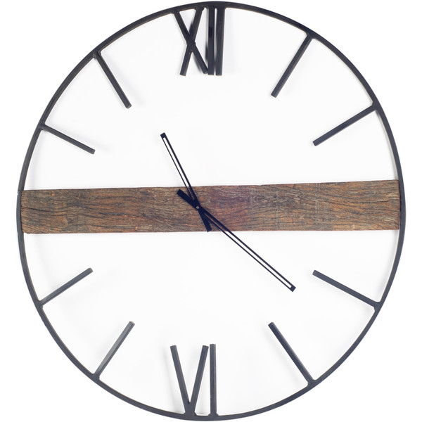 Homeroots 36" Round Oversize Industrial Stylewall Clock W Roman Numerals At 6 And 12 O Clock 376237