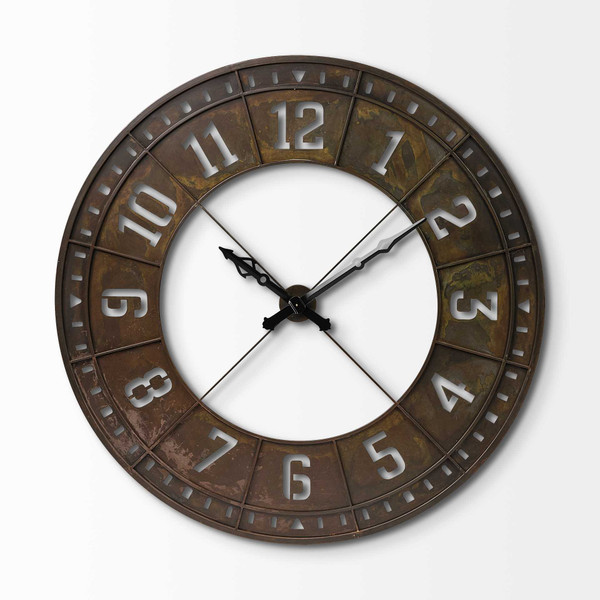 Homeroots 56.5" Round Xl Industrial Stylewall Clock Equipped With A Quartz Movement 376238