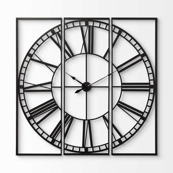 Homeroots 60" Square Xl Industrial Style Wall Clock W/ Innovative Three-Piece Construction 376245