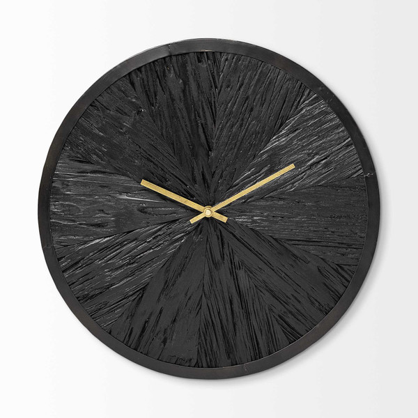 Homeroots 16.5" Round Large Black Modern Wall Clock 376251