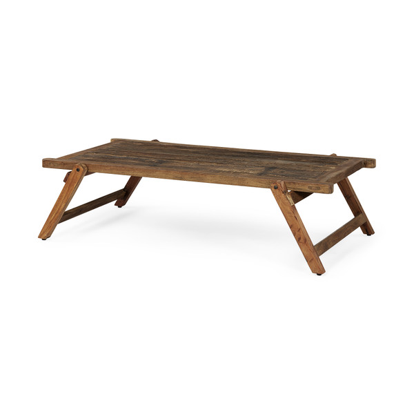 Homeroots Rectangular Naturally Finished Reclaimed Wood Coffee Table 376287