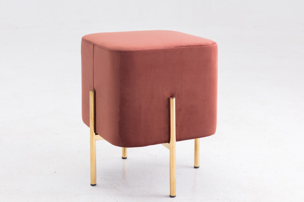 Homeroots Square Modern Copper Upholstered Ottoman With Gold Legs 376325