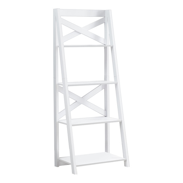 Homeroots 60" Bookcase White Ladder With 4 Shelves 376491