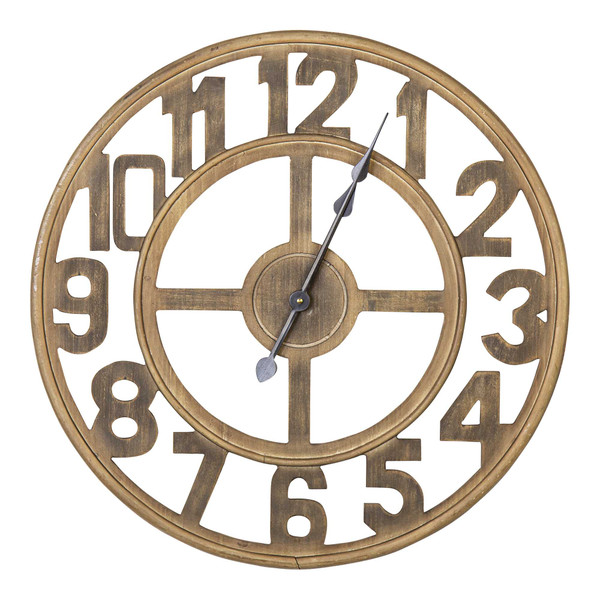 Homeroots 23" Round Wooden Open-Face Wall Clock 376587