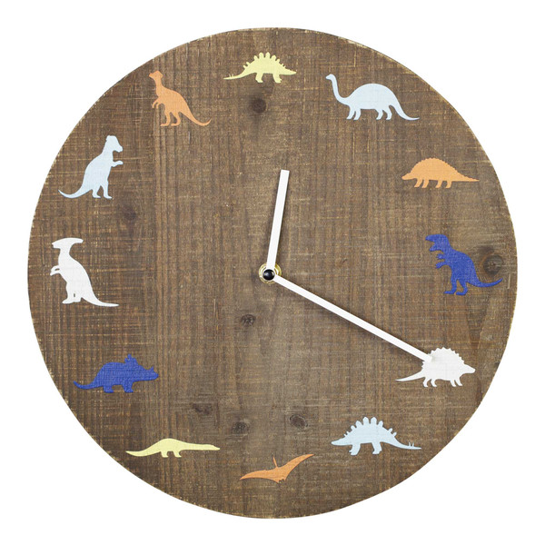 Homeroots 12" Round Dinosaur Theme Wall Clock 376607