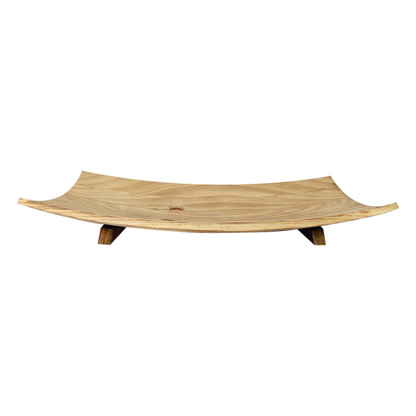 Homeroots Natural Wood Curved Tray 376610