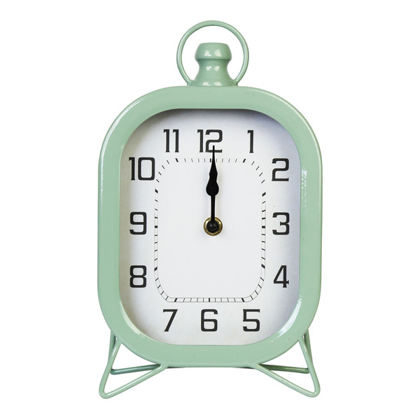 Homeroots Rounded Square Table Top Clock With Semi-Glossy Green Finish 376616