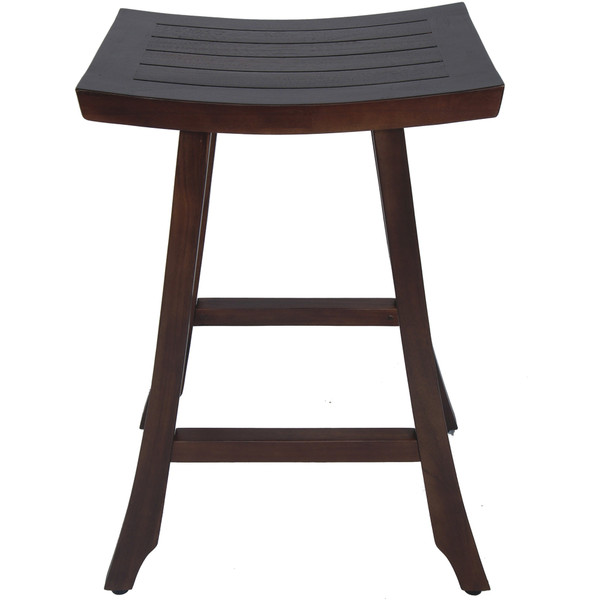 Homeroots Compact Teak Counter Stool In Brown Finish 376674