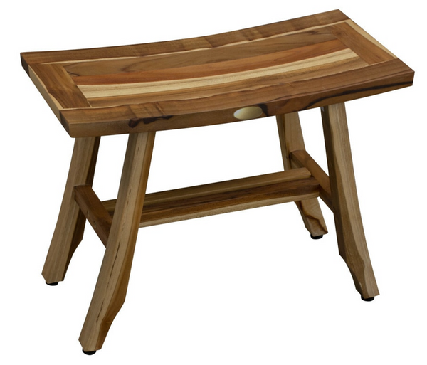 Homeroots Contemporary Teak Shower Stool Or Bench In Natural Finish 376743