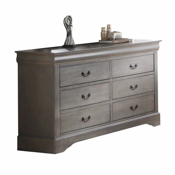 Homeroots 34" Antique Gray Wood Finish Dresser With 6 Drawers 376977