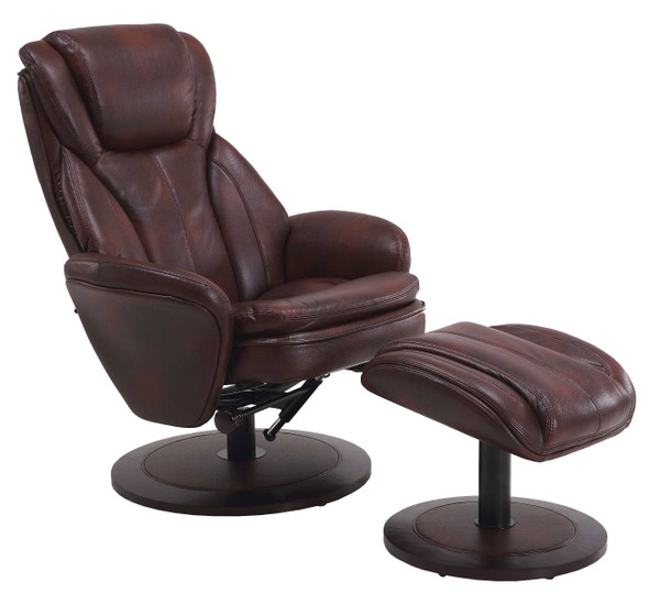 Homeroots Comfy Dark Brown Faux Leather Recliner And Ottoman Set 379926