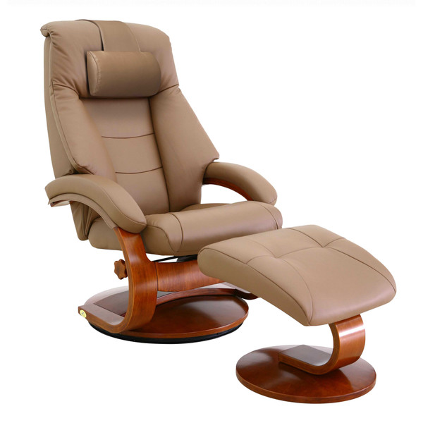 Homeroots Sand Tan Top Grain Leather Recliner And Ottoman 379968
