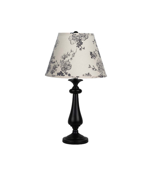 Homeroots Black Table Lamp With Wild Roses Printed Shade 380154
