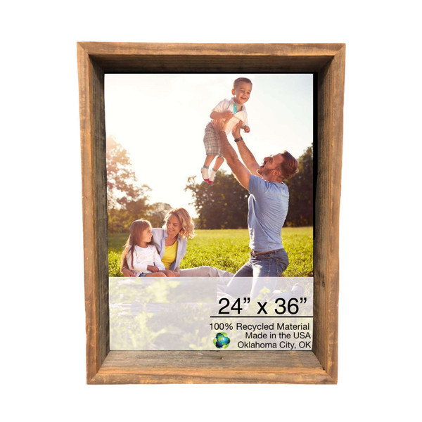 Homeroots 28"X40" Rustic Weathered Grey Box Picture Frame With Hanger 380364