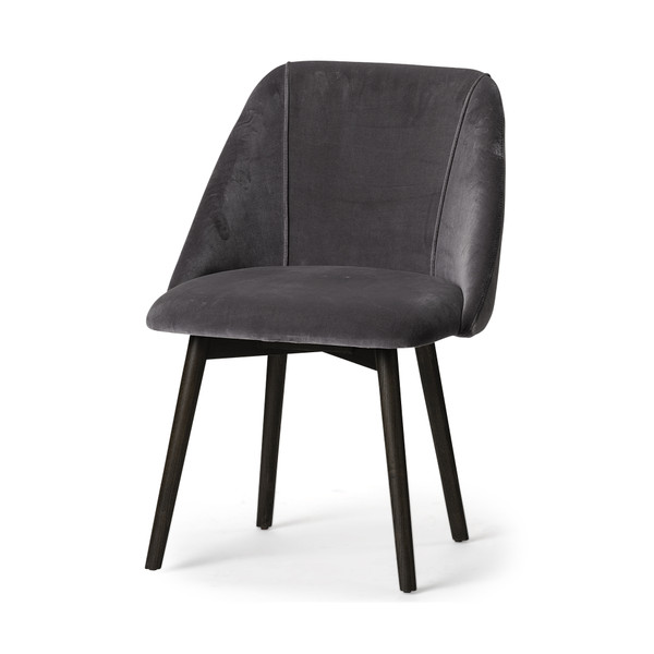 Homeroots Grey Velvet Wrap With Black Wood Base Dining Chair 380417